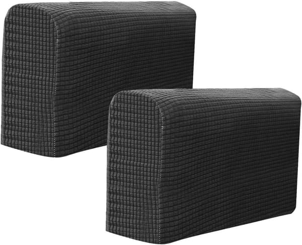 Elastiskt Armstödsskydd Stretch Soffa Armstödsskydd Fåtöljöverdrag Hemmakontor Vilstol Soffa Loveseat Skydd Tyg 2-pack (Svart)