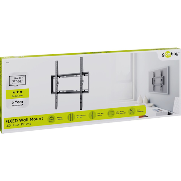 TV-seinäteline Basic FIXED (M) Svart