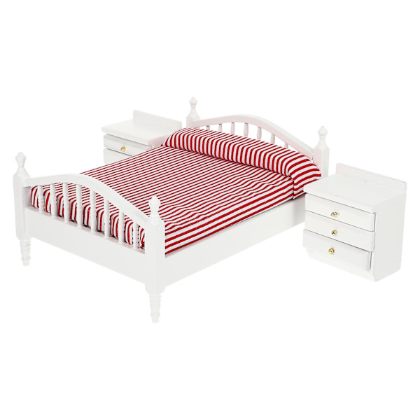 Puulelut Mini-sänkymalli Nukkekodin Kalusteet Nukkekodin Kaapit 1 12 Mittakaava Mini-parivuoteet Nuket Chi 16x12cm