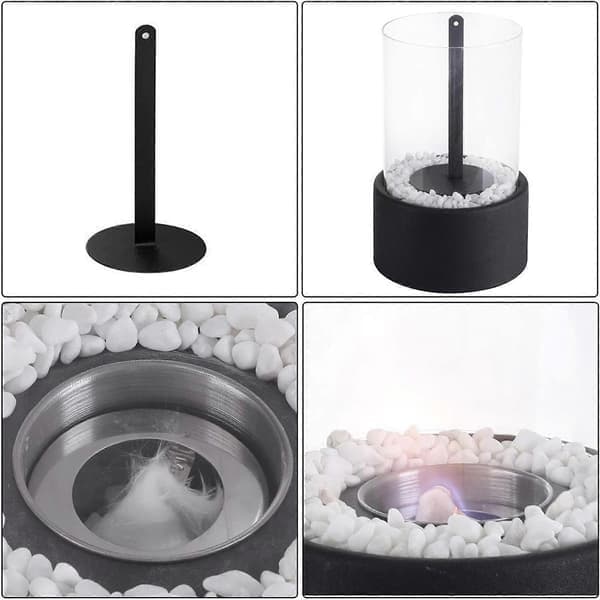 Tabletop Fireplace with Fire Pit, Indoor/Outdoor, Portable, Clean-Burning Bioethanol, Black