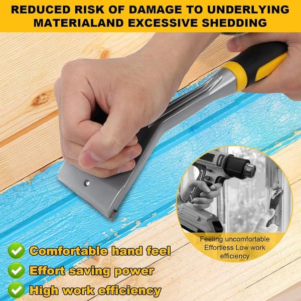 Carbide Scraper with Replaceable Blades, Soft Grip, Wood Scraper for Removing Paint, Glue, Mortar and Varnish