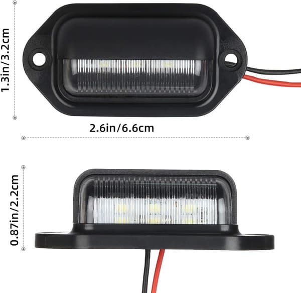 wxsp LED nummerpladelys, 6 SMD lysdioder, nummerpladelys til 12V / 24V bil, trailer, lastbil, campingvogn, 2