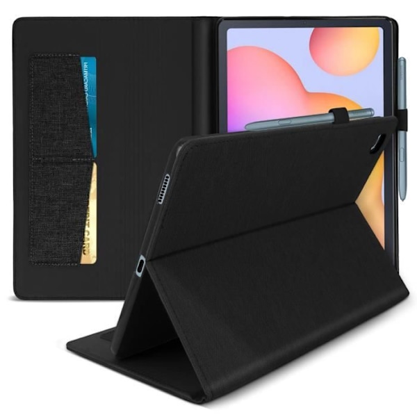 Etui - Samsung - Galaxy Tab S6 Lite - Øko-læder - Kortlommer - Støttefunktion - Sort Svart