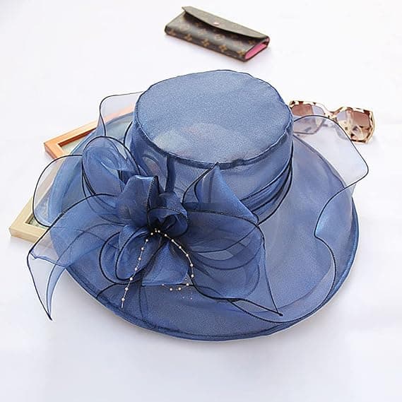 Blå - Dam Organza Chapel Hat Peruk Bröllop Hat Solhatt