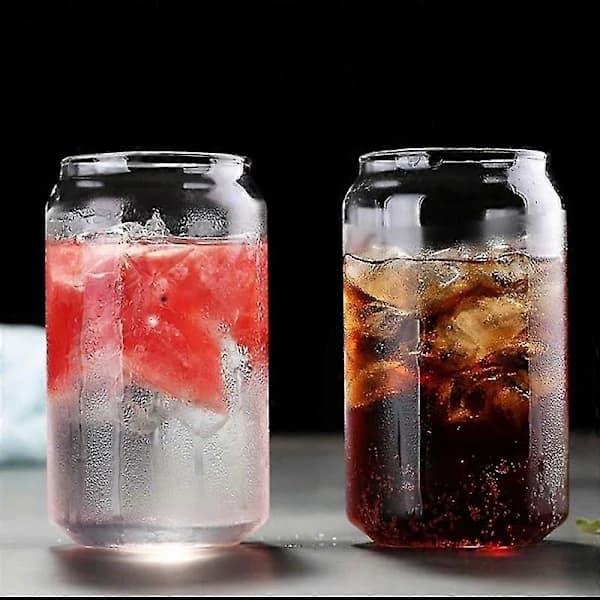 4-pack burkformade dricksglas, klara borosilikatglas för öl, juice, mjölk och desserter, 400 ml