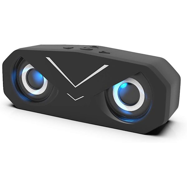 Bluetooth-högtalare, bärbar trådlös Bluetooth 5.0-högtalare med LED-lampor för djup bas, stereohögtalare för subwoofer (svart)