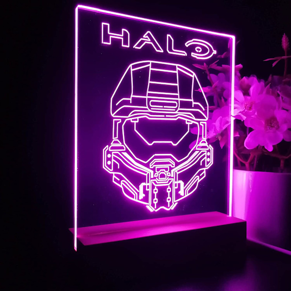 Halos Master Chief Anime Night Light 3D Illusion 7 Colors Change 4 Lighting Modes USB Power