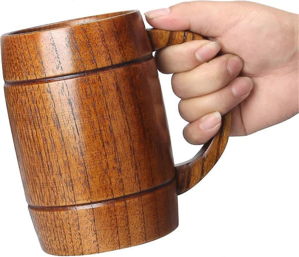 14 Oz Stor Trämugg Bästa Trädrickskopp Träsejdel Ölglas Stein Tekopp Tunnmugg För Män Kvinnor