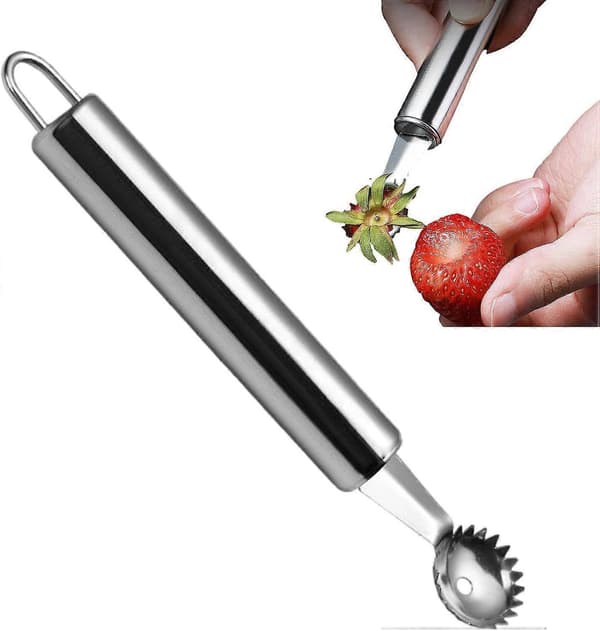 Tomatstilkfjerner | Rustfrit stål Jordbærstilkfjerner Serreret Design Jordbærskræller Stilk og Fjerner