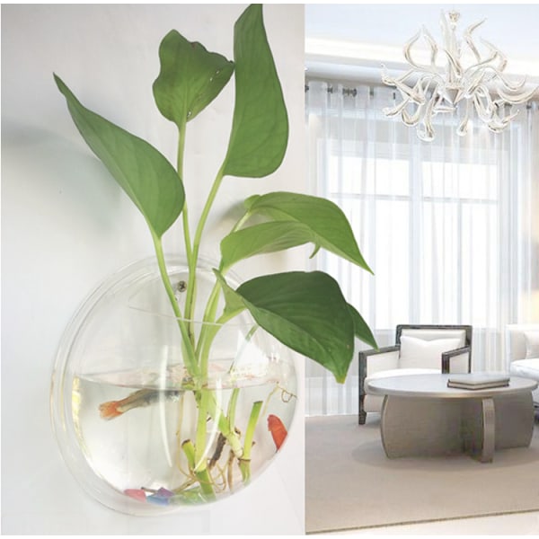 Väggakvarium Väggmonterad Vas Blomkruka Blomma Plexiglas Akryl Kreativ Vägg Guldfisk Tank