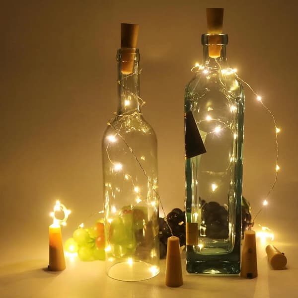 Warm White Wine Bottle Cork Lights, 20 LED 2M Waterproof String Lights, Wine Bottle Lights, 10 Pcs