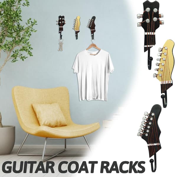 Guitar Coat Rack, Piano Hooks Coat Rack, Wall Mounted Wooden Coat Rack