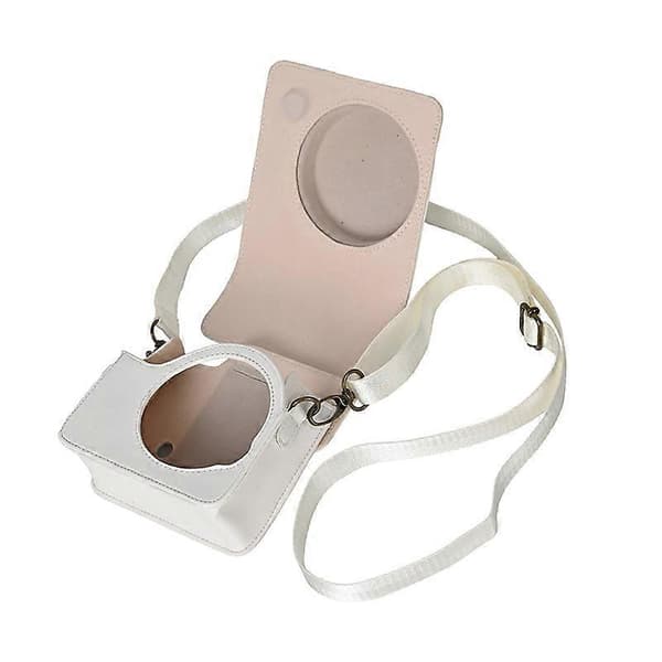 PU Leather Protective Case for Fujifilm Instax Mini 40 Camera Bag with Shoulder Strap - White