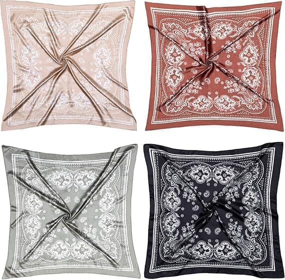 4 stk Hodeplagg for kvinner 90cm Hodeplagg Silkeaktige Satinskjerf Firkantet Bandana Hårinnpakninger Skjerf for søvn