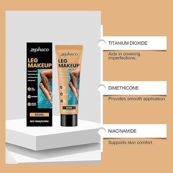Waterproof Full Coverage Makeup for Tattoos - Long-Lasting Leg and Body Foundation, Smudge-Proof - Light Brown