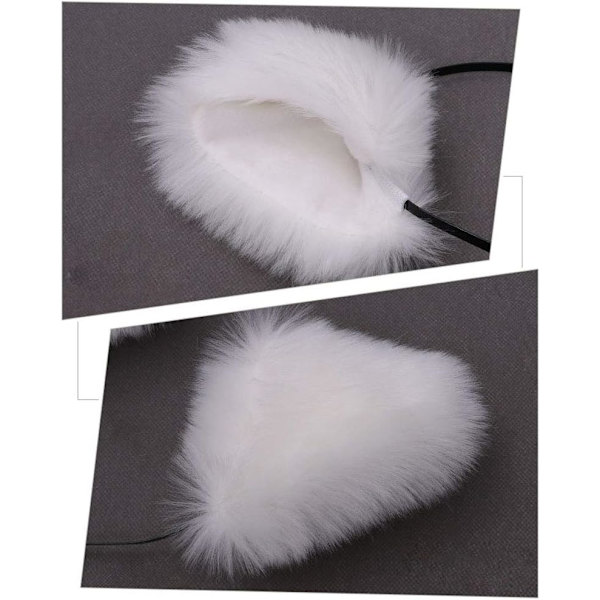 Tekoturkis kettukorvat kissa korvat panta hiuspanta hiusnauha eläinkorvat cosplay-juhlapuku korvat päähine (valkoinen)