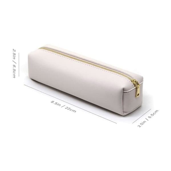 ®RisingFF Penalhus i PU-læder, penalhus, velegnet til studerende drenge og piger, 20,5 cm, beige
