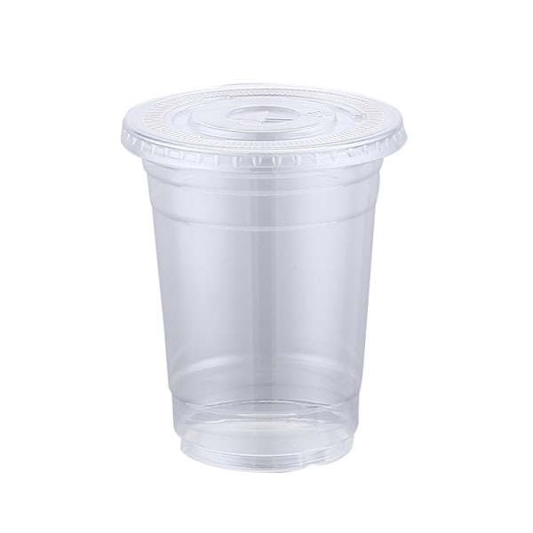 Krystalklare 360ml Plastkrus med Låg 100-pak til Kolde Drikke
