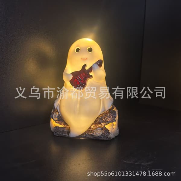 Halloween Guitar Ghost Night Light, LED Scary Table Lamp, Decorative Horror Style Mood Lighting Guitar ghost light Guitar ghost light