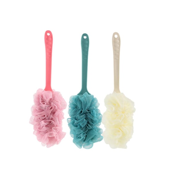 3st badborste med långa handtag Comfort Back Scrubber Badrumstillbehör (blå, vit och rosa)