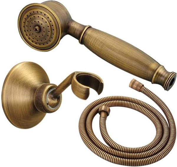 Dusjhode, Duschsett, Antikk Messing Duschsett Dusjsystem, Med Duschholder og 1,5M Duschslange Antikt Duschsett