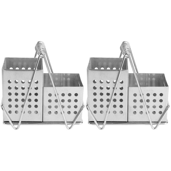 2pcs Square Chopstick Holder Stainless Steel Tableware Cylinder Cutlery Utensil Holder Tableware Sto