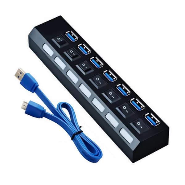 USB-hub 7 porte USB-hub udvider USB 3.0 2.0 data port hub-adapter individuelle kontakter USB-splitter til bærbar computer