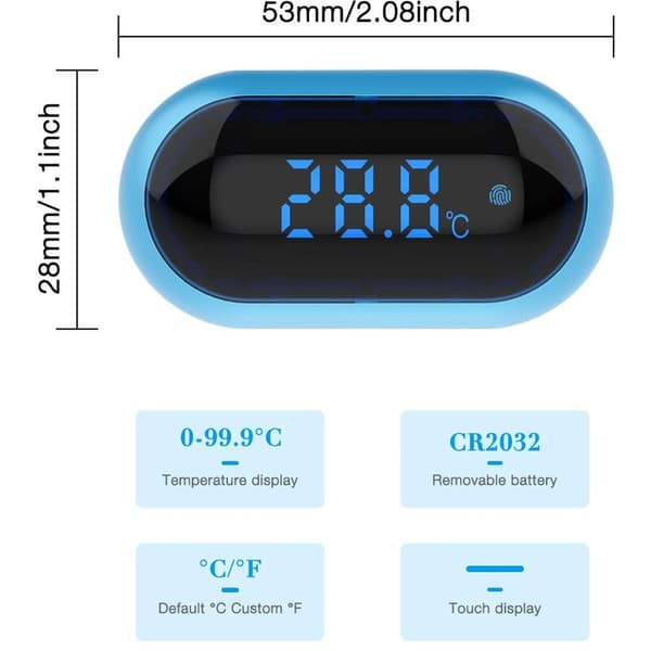 Akvarietermometer, Digital vandtermometer til akvarium, LED-displaytermometer til akvarium, terrarium og vivarium
