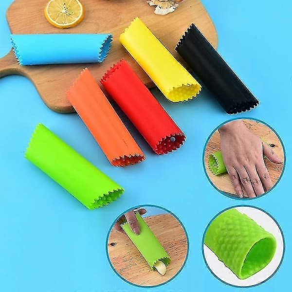 Silicone Garlic Peeler Skin Remover Roller Tube Upgraded Inner Knobs Professional Garlic Press Preparation (2 Pcs, Black)