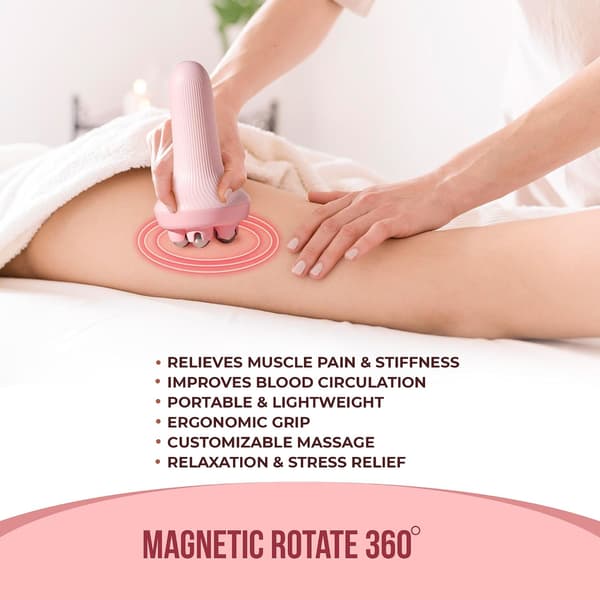 Handheld Deep Tissue Massage Roller Ball - Myofascial Release Trigger Point Tool for Back, Neck, and Leg Pain Relief (Pink)