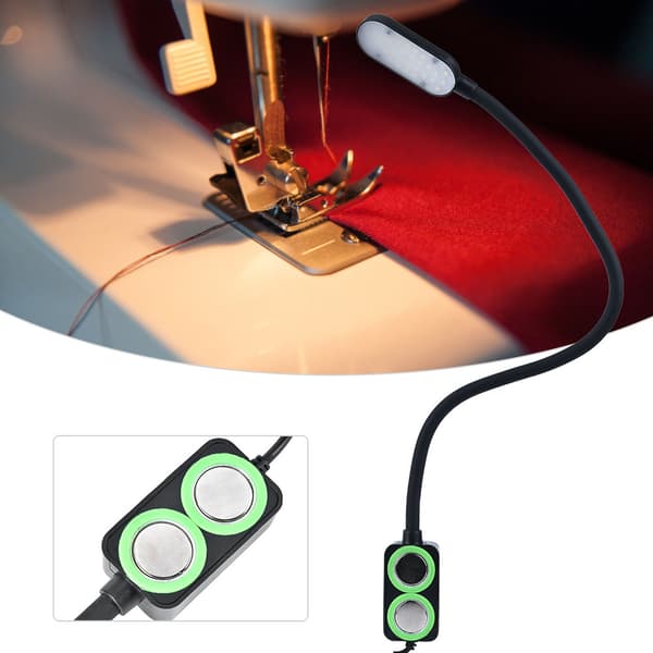 Symaskine LED-lampe Justerbar Lysstyrke 100-240V Sort EU-stik