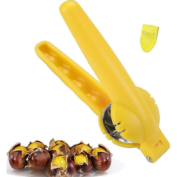 Saksanpähkinämurskain, Kastanjaleikkuri, Paksu ABS-kahva, Ristikkäinen sahalaitaterä FP yellow
