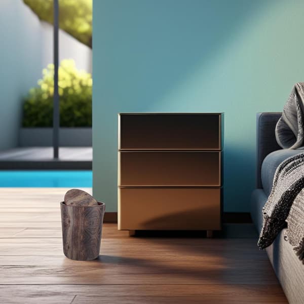 Retro Wood Grain Round Trash Can with Lid Large Capacity Pp Material Solid Easy to Clean Stylish Design