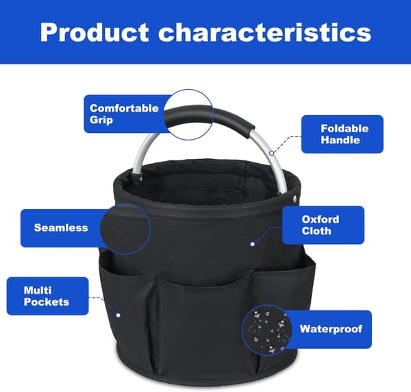 Cleaning Caddy with Handle, Multi-Pocket Cleaning Organizer, 28*28 cm, Easy to Clean and Transport