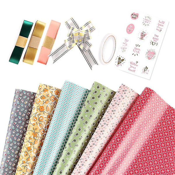 Inslagningspapper, födelsedagsinslagningspapper ingår, 6 st presentpapper, band presentgåva W