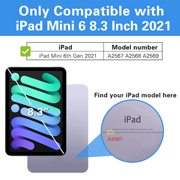 Fodral för iPad 10.2 iPad mini 6 2021 Slim Ställ Hårt Baksida Skal Smart Cover Fodral för iPad 10.2 tum, Auto Wake/Sleep, Roséguld