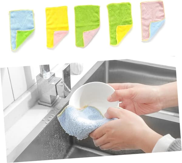 5 st mikrofiber köksdukar dubbelsidiga högabsorberande multifunktionella