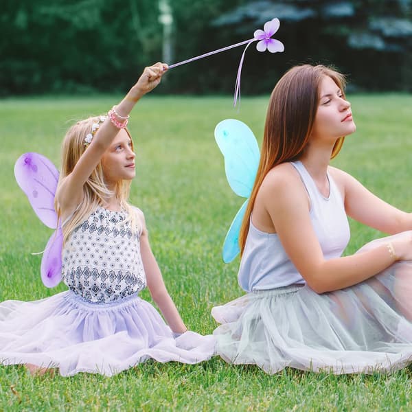 24 sett fevinger sommerfugl tryllestaver, rosa, innsjøblå, hvit, lilla