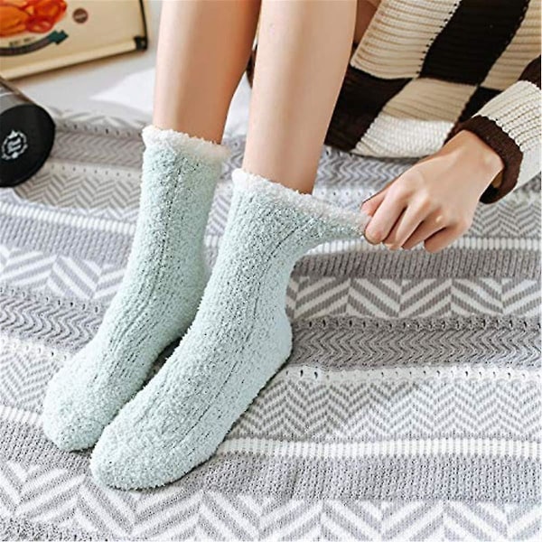 Fuzzy Warm Slipper Socks Dame Blød Microfiber Hyggelige Slee Socks 6 eller 5 Ps