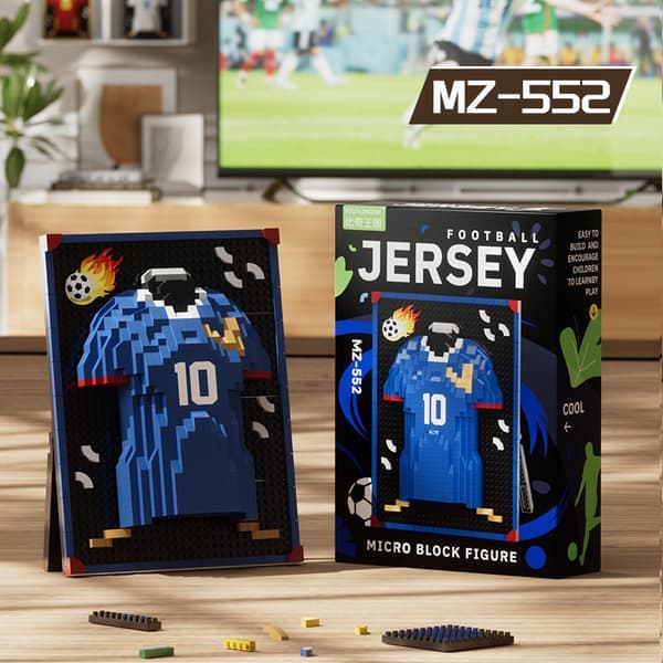 VM Mikro Byggklossar Set Tröja Konst Nummer 10 Stativ Blå Present Fan [Ho] Blå Tröja Blue Jersey