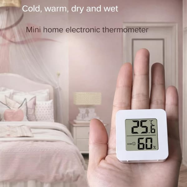 Mini Digital Hygrometer and Thermometer - Miniature Indoor Temperature and Humidity Meter with LCD Display White White