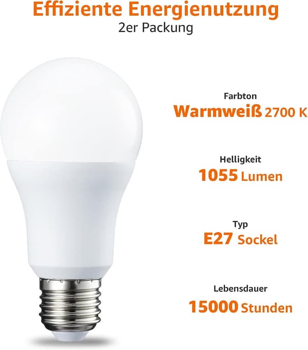 wxsp LED Bulb - Socket - E27 - Soft Daylight - 9W - LED - Energy-saving Warm Interior Lighting