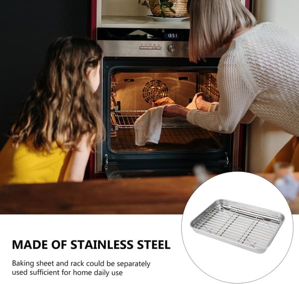 1 roasting pan with rack, 32 x 22 x 4.8 cm; includes both rack and pan, detachable design.