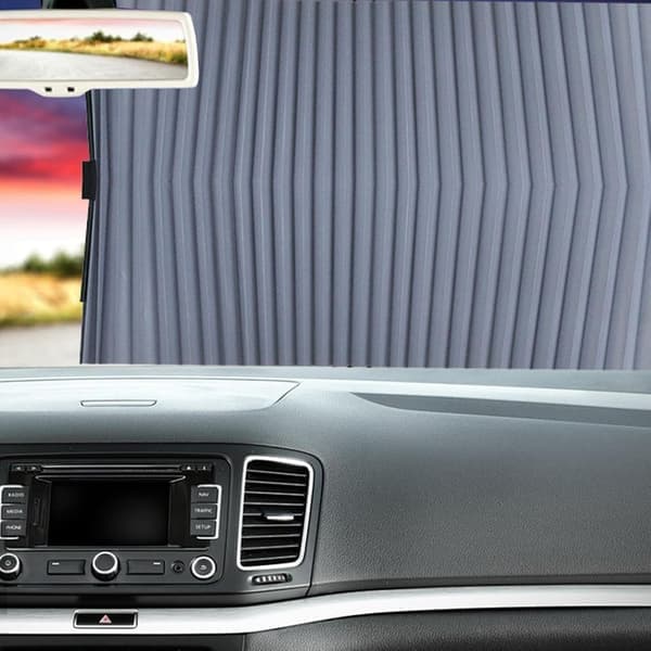 Retractable Automatic Car Windshield Sunshade Curtain for UV, Privacy, and Interior Protection, Front/Rear Windows
