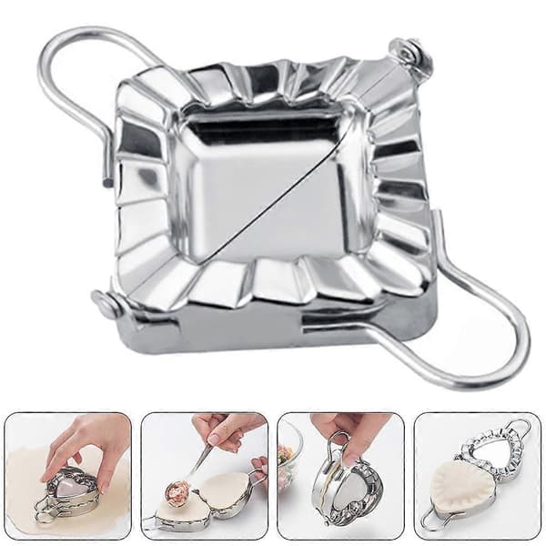 1st Square Dumpling Wrapper Tool Stainless Steel Dumpling Maker Dumpling Mold [DB] Silver 9.50X9.00X1.50CM Silver 9.50X9.00X1.50CM