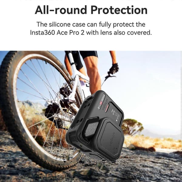 AMAGISN Silicone Protective Case for Insta360 Ace Pro 2 Action Camera with Lens Cap and Lanyard