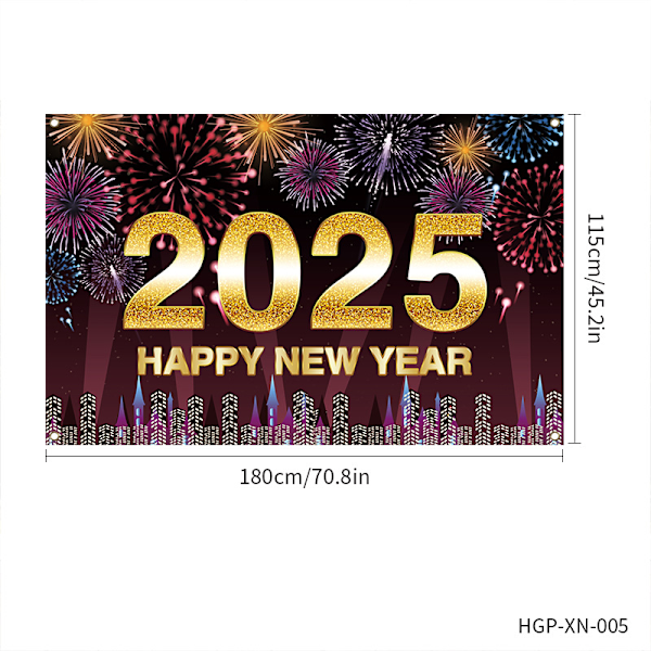2025 Gott Nytt År Nyårsafton Nyårsbakgrund Polyester för Fotografering Party Banner Dekoration Fotobås Rekvisita