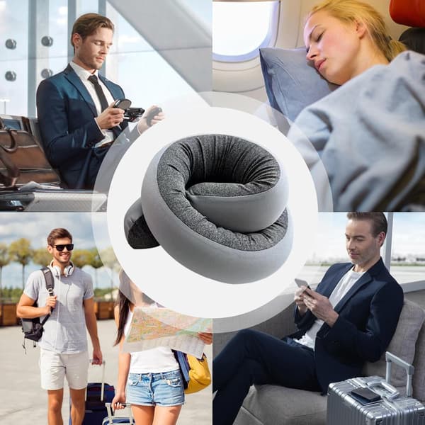 Generic Travel Pillow - Adjustable Spiral Neck Support | Compact and Washable Neck Pillow, Travel Pillow with Support (DB)