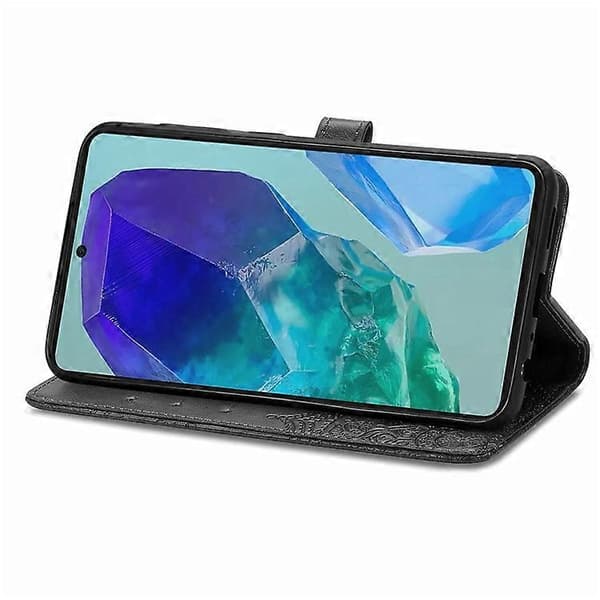 Compatible Case for Samsung Galaxy S24 FE Mandala Embossed Design Leather Wallet Phone Case (Black)
