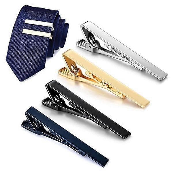 Elegant kobber slipsenålssæt til mænd - 4 dele med elegant finish i 4 farver